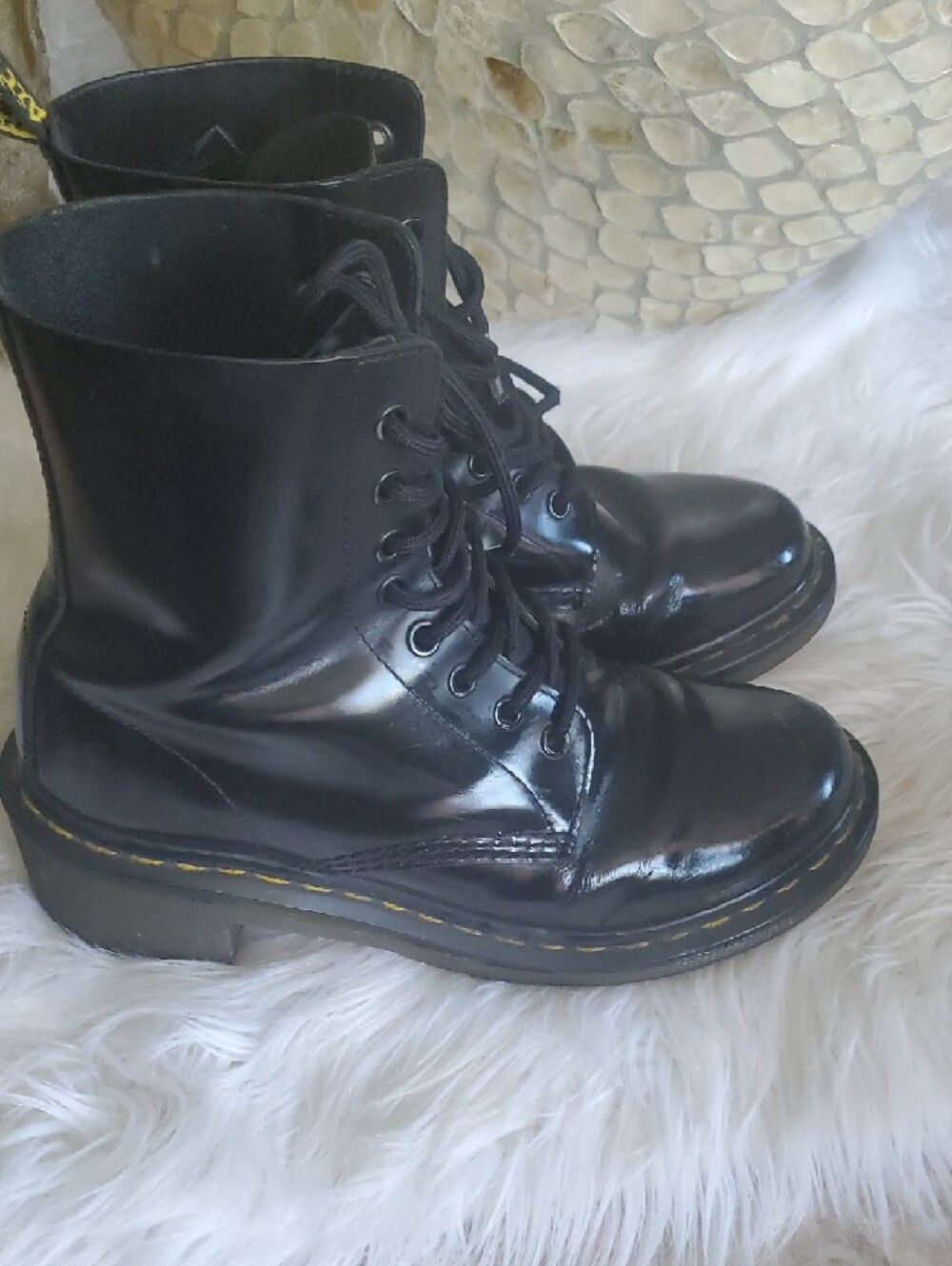 Dr. Martens Black Leather Lace-Up Combat Boots - Picture 9 of 16